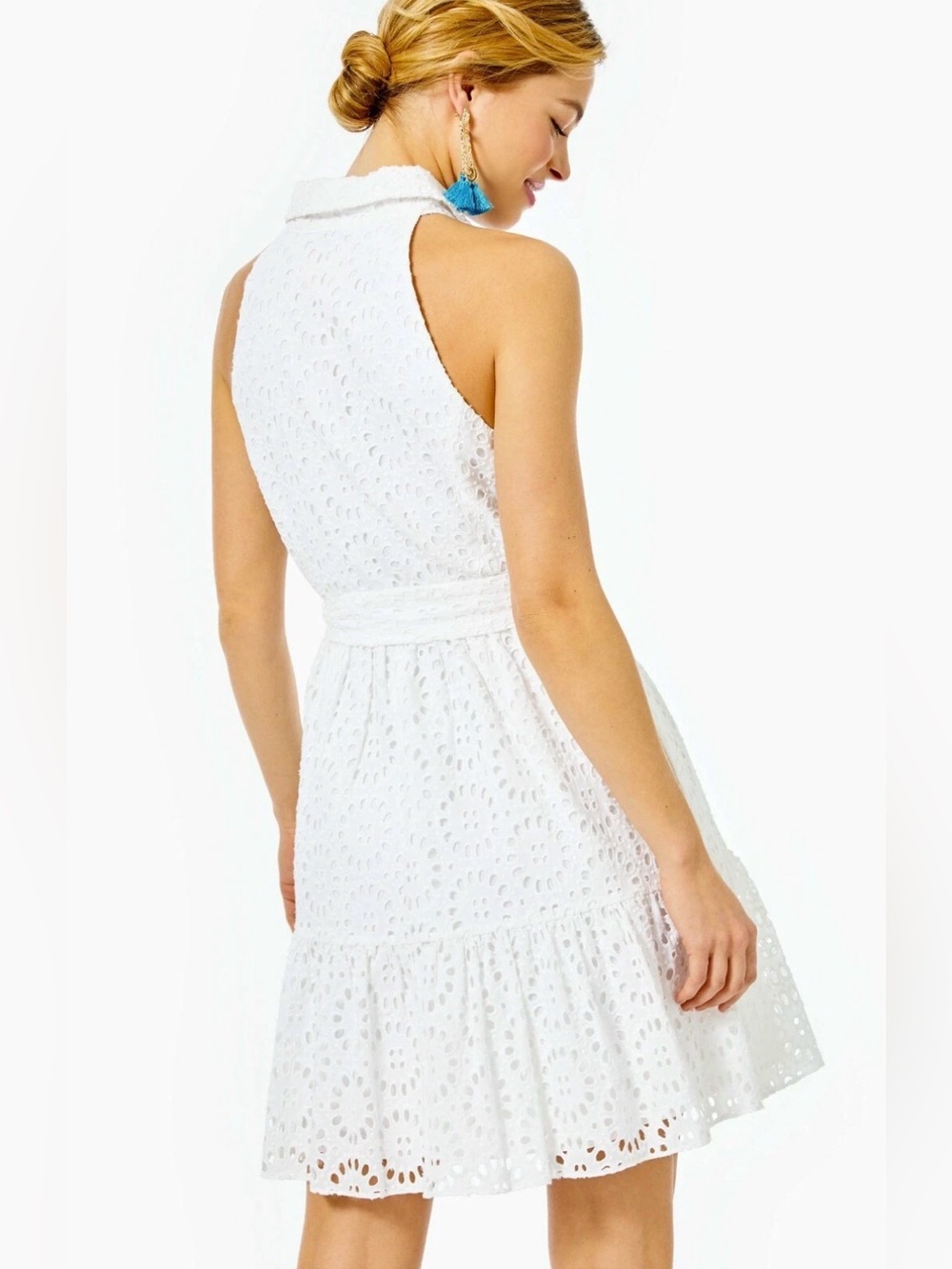 New w/Tags Lilly Pulitzer $218 Trisha Dress in Resort White eyelet Sz 14 - Picture 3 of 16